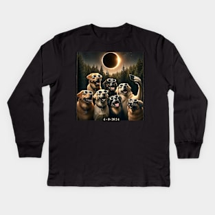 Total Eclipse April 8 2024 Funny Dog Glasses Selfie Gift For Men Women Kids Long Sleeve T-Shirt